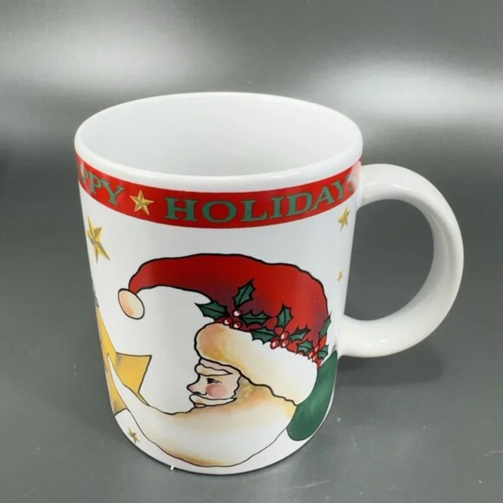 1994 Signature Housewares Santa Coffee Mug Cup Set 4 All Different Mugs Cups VTG